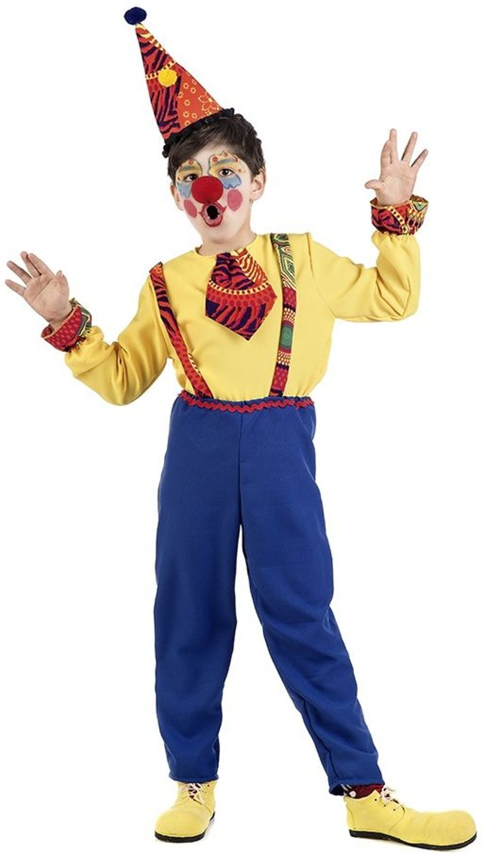 Clown & Nar Kostuum | Simon Schaterlach Vrolijk Circus Clown | Jongen | Maat 122 | Carnaval kostuum | Verkleedkleding